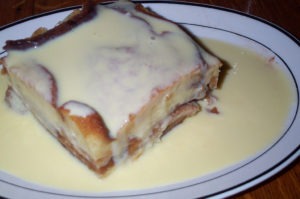 Low Carb Carbalose Bread Pudding-Vanilla Cream Drizzle