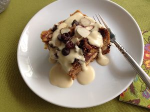 Low Carb Carbalose Cherry Almond Bread Pudding