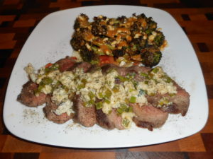 Low Carb Flank Steak Garlic Blue Cheese Butter